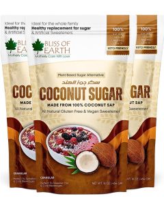 Bliss of Earth Coconut Sugar 3X454g, 100% Natural Unrefined Vegan Sweetener, Low Glycaemic Index, Gluten-Free Sugar Substitute for Coffee, Tea, Baking & Smoothies, Made from Pure Coconut Sap