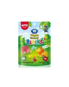 Amos 4D Vegan Gummy Blocks Candy- 120gms