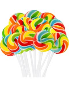 Snacktery Round Rainbow Lollipops - 24 Vibrant Swirl Lollipops Individually Wrapped
