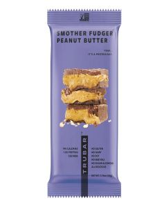 TRUBAR Vegan Protein Bar, Smother Fudger Peanut Butter, Gluten Free, Plant Based, High Fiber, Dairy Free, Low Fat, Non GMO, No Sugar Alcohols, 12G Lean Protein, 13G Fiber, Healthy Snack Bars, 1 CT