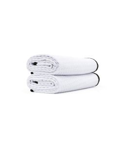 The Rag Company Dry Me A River Professional Korean 7030 Blend Microfiber WaffleWeave Drying Detailing Towels Soft Suede Edges 390GSM 20in x 40in White 2Pack