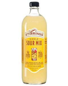 Stirrings Pack Simple Sour Cocktail Mix 750ml Bottle - Real Juice No Preservatives - 90 Calories - Drink Mixer