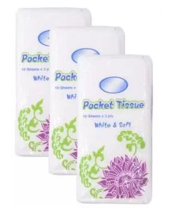 DOMUM Soft Pocket Tissue Packs, Cotton Tissue, Face Tissue, Disposable Tissue Paper Packets For Face, Women, Men, Kids, ETC - 30 Sheets (Pack Of 3).