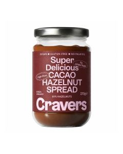 Cravers Cacao Hazelnut Spread, 270g – Made with 80% Dry-Roasted Hazelnuts, 3 Natural Ingredients, No Added Sugar, Vegan, Gluten-Free, Palm Oil-Free & Non-GMO