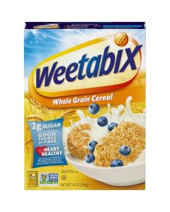 Weetabix Biscuits Whole Grain Cereal Good Source of Fiber Low in Fat Heart Healthy Vegan Breakfast or Snack 14 oz