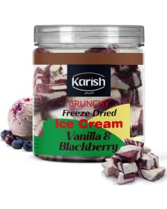 Karish Crunchy Freeze Dried Vanilla & Blackberry Ice Cream / Fresh & Nutrient Rich With Pure Flavor & Aroma of Icecream / A Perfect Snack For Outdoor & On The Go Ice-Cream / 55 gm