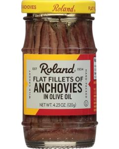Roland Foods Flat Fillets of Anchovies in Olive Oil Specialty Imported Food 423 Ounce Jar Pack of 6