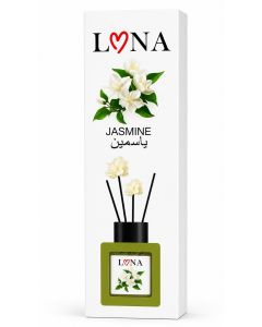 Lona Jasmine Room and Office Air Freshener, 50ml bottle, with a set of reeds and scented roses