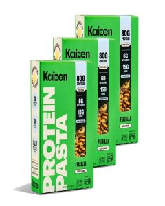 Kaizen Low Carb Pasta, 20g High Protein, 6g Net Carb, Fusilli 8 Oz (3-Pack)