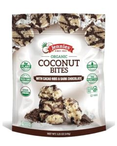 Jennies Organic Coconut Bites with Cacao Nibs and Dark Chocolate 525oz 6 Pack Gluten Free Peanut Free Dairy Free Non GMO