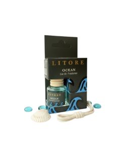 Car Air Freshener 8 ml / Long-Lasting Hanging Diffuser with Essential Oils / Car Perfume for Odor Removal / Elegant Glass Bottle & Wooden Cap Design (Ocean)