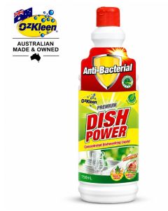 OzKleen Premium Dish Power Concentrated Dishwashing Liquid 750ml Australian Made & Owned Anti-Bacterial Dish Soap Grease Remover Kitchen Dish Cleaner Gentle On Hands Grapefruit Fresh Eco Friendly
