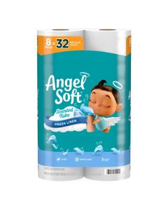 Angel Soft Toilet Paper with Fresh Linen Scented Tube 8 Mega Rolls 32 Regular Rolls Soft and Strong Toilet Tissue
