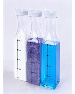 Laundry Detergent Dispenser Set with 3 Reusable Refillable Bottles, Pouring Spoon & Custom Labels - Aesthetic Laundry Organizer for a Calm, Stylish and Functional Everyday Routine