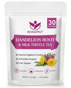WOGORGT Dandelion Root with Milk Thistle Tea for Liver Support, 30 Tea Bags