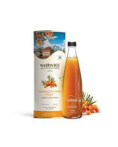 (Wellwith) Himalayan Sea Buckthorn Pulp Concentrate 300ml / Cold-Pressed / Makes 50 Glasses / Natural Vitamin C, Omega 3 6 7 9, Antioxidants / Immunity, Skin Glow & Gut Health Support / Juice Seabuckthorn