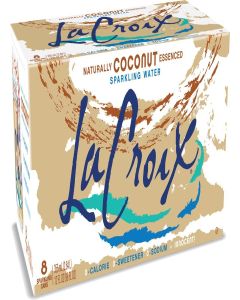 La Croix Coconut Sparkling Water 355 ml x 8, Zero Calorie, Zero Sweetener, Zero Sodium