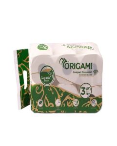 Origami 3 Ply Toilet Tissue Paper Roll - Pack of 6 (250 Pulls Per Roll, 1,500 Sheets)