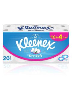 Dry Soft Toilet Tissue Paper, 2 PLY, 20 Rolls x 200 Sheets, Embossed Bathroom Tissue with a Touch Of Cotton