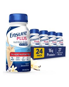 Ensure Plus Nutrition Shake With Fiber 16 Grams Quality Protein Milk Vanilla Pack Of 24