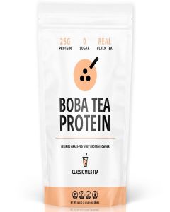 Boba Tea Protein Classic Milk Tea / 25g Grass-Fed Whey Protein Isolate Powder / Gluten-Free & Soy-Free Bubble Tea Protein Drink / Real Ingredients & Lactose-Free Protein Drink / 25 Servings