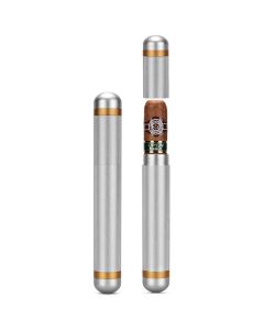 Aluminum Cigar Case Tube Portable Stainless Steel Elegant Travel Single Metal Cigar CaseTube Humidor Air Tight Smell Proof Cigar Holder Case Accessories for Business Travel Outwork 1PackSilver