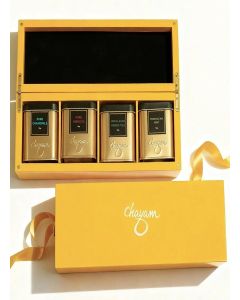 CHAYAM Wooden Tea Gift Box / Himalayan Green, Moroccan Mint, Hibiscus Flower & Pure Chamomile / Corporate Gift Hamper / Indian Tea Gift for Foreigners / Ideal for Anniversary & Wedding Gifting