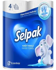 Selpak Kitchen Towel Paper - 3Ply (4 Rolls/Pack)
