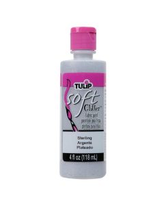 Tulip Soft Fabric Paint Washable Stays Soft and Flexible Permanent Paint for Light and Dark Fabrics 4 fl oz Glitter Sterling