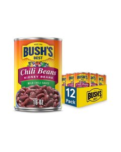 BUSHS BEST 16 oz Canned Kidney Mild Chili Beans Source of Plant Based Protein and Fiber Low Fat Gluten Free Pack of 12