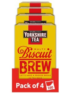 Yorkshire Tea Biscuit Brew Tea Bags, Pack of 4 (total of 160 tea bags)