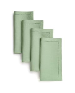 DMoksha Homes Sage Green Linen Napkins Set of 4 Classic Hemstitch 100 Pure Linen Hemstitch Dinner Napkins 20 x 20 Inch for Fall Autumn and Halloween Handcrafted and Machine Washable