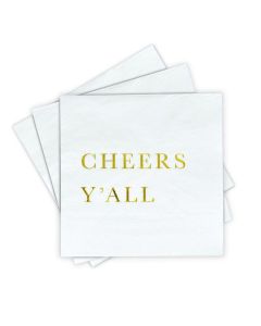 Cheers Yall Christmas Cocktail Napkins Gold Foil 3Ply Disposable Napkins for Christmas Parties New Years Eve and Holiday Celebrations