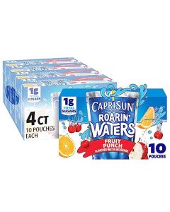 Capri Sun Roarin Waters Flavored Water Beverage 40 Pouches for School Lunches and OntheGo Hydration Fruit Punch Natural Flavor with Other Natural Flavor All Natural Ingredients 6 oz