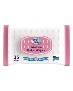 Cool & Cool Baby Wipes 25's - Alcohol Free, Paraben Free, Vitamin E, Aloe Vera, Ultra Soft & Gentle for Sensitive & Delicate Skin