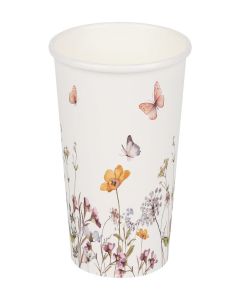 AimFun 100Pcs Fall Wildflower Paper Cups Watercolor Floral Party Cups 9oz Rustic Botanical Butterflies Disposable Coffee Cups for Spring Summer Birthday Bridal Baby Shower Tea Party Supplies