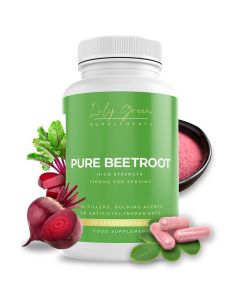 Lily Green Pure Beetroot Capsules / 1300mg Per Serving Beetroot Supplement / Nitric Oxide Boost / Rich in Vitamins & Minerals / Non-GMO, No Artificial Additives / 90 Vegan Capsules / Made in UK