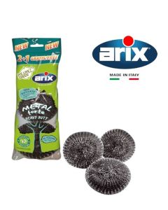 Arix We Like Green Metal Heavy Duty Extra-Strong Recycled Stainless Steel Wire Sponge - 2+1 FREE: Your Eco-Friendly Cleaning Solution