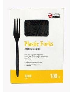 Disposable Black Plastic Forks, Plastic Cutlery: Utensils for Parties, Picnics, Office Home & School - 100 Count