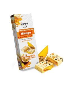 White Chocolate with Mango and Passion Fruit 3 x 20g - Tropical Fruit Infused White Chocolate Bites - Sweet Snack Treat