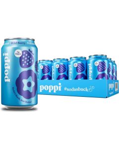 Poppi Wild Berry Sparkling Prebiotic Soda - 12 Pack of 12oz Cans with Apple Cider Vinegar