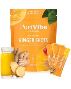 All About Juicing Ginger Shots with Pineapple Turmeric Superfood Juice Powder Immunity Digestion Energy Support 15 Wellness Stick Packs PuriVibe