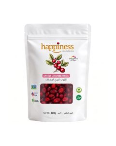 Happiness Premium Dried Cranberries - 200g Pack / Get extra 10% off with "10SAVE" code / High nutrition Rich Dry fruit Healthy Fruit Snack / American Cranberry / USA