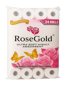RoseGold 2 ply Toilet Paper Roll Extra Soft & Highly Absorbent for Your Home and Office Pack of 24 Rolls - Each Roll 380 Sheets