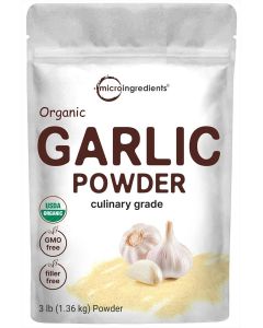 Organic Garlic Powder, 3lbs / Premium Source from Harvested Raw Allium Sativum Bulb /Culinary Grade / Great for Seasonings, Meats & Vegetables / Additive Free, Non-GMO, Bulk Supply