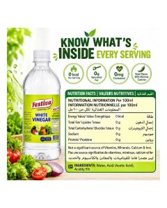 White Vinegar 473ml - Multi Purpose Cooking Vinegar for Salads, Marinades, Pickling and Cleaning - Clear Vinegar