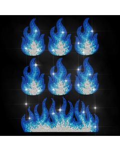 MAYJOYDIY Blue Flame Rhinestone Iron on Hotfix Transfer Blazing Flames Heat Transfer Sticker Burning Fire Bling Clothing Decoration Applique for Shirt Bag Hat Jacket Jeans Shoes Decoration DIY Crafts