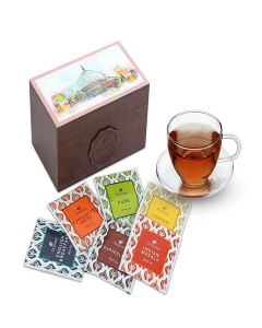 Octavius Taj Wooden Tea Gift Box - 30 Tea Bags / Assortment Of Fine Black & Green Tea / Premium Gift Box