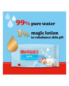 Huggies Pure Plastic Free Baby Wipes - (48 Wipes) – 99% Water Wet Wipes, Fragrance Free, Hypoallergenic, Better Cleaning, Soft and Gentle on Baby's' Delicate Skin