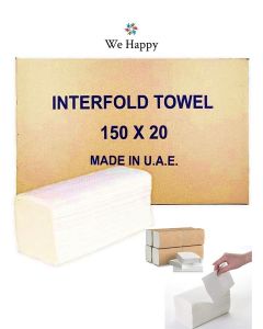 Best Quality Interfold Tissue Papers Washroom Disposable Hand Towel 3000 PCs Best to use in House, Offices, Hospitals or in Cars 150 Pcs X 20 Boxes